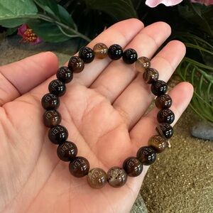Brown Agate 8mm Bead Bracelet – Natural Gemstone from Brazil